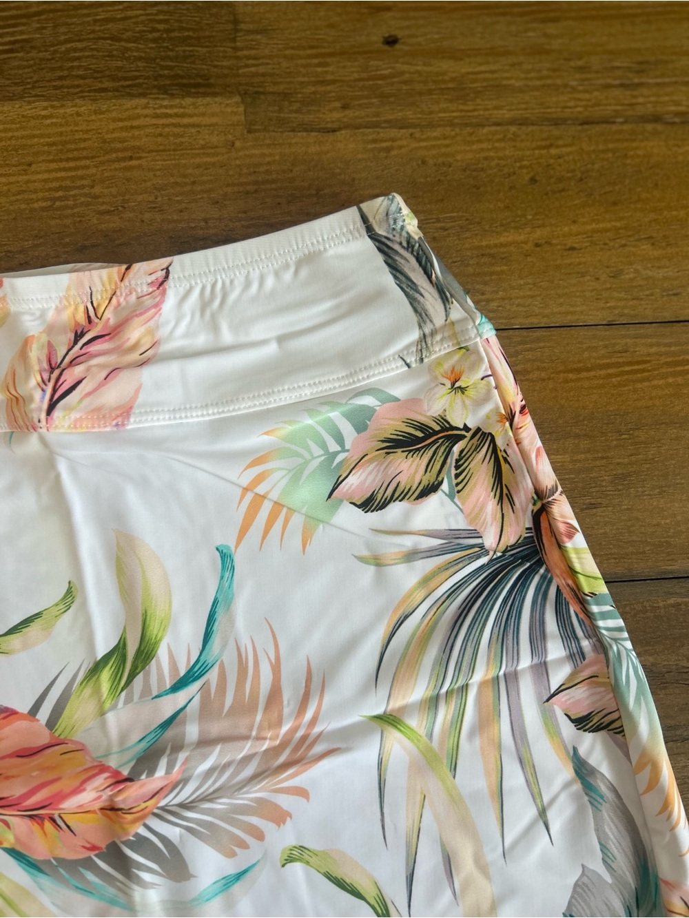 Janetzen Tropical Floral Teal and Coral A-Line over swim skirt - Picture 7 of 9